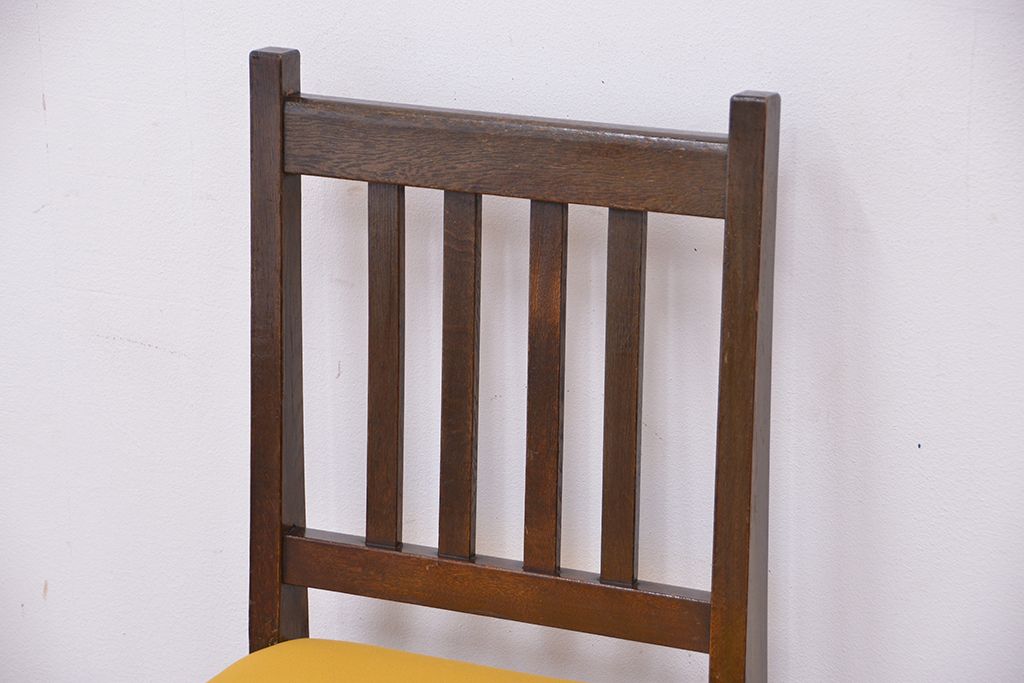 レトロ家具　昭和レトロ　古いナラ材の椅子(イス、チェア)