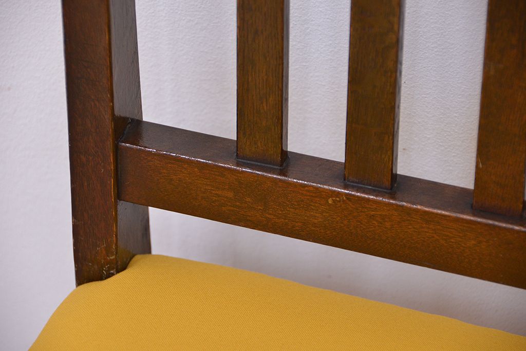 レトロ家具　昭和レトロ　古いナラ材の椅子(イス、チェア)