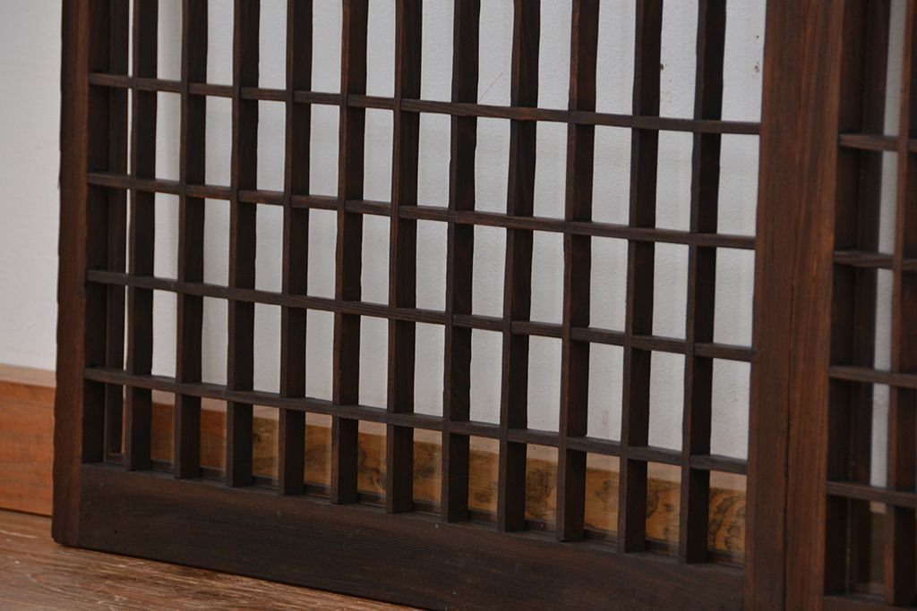 古民具・骨董　格子の入ったガラス引き戸4枚セット(窓、ガラス戸、書院戸)