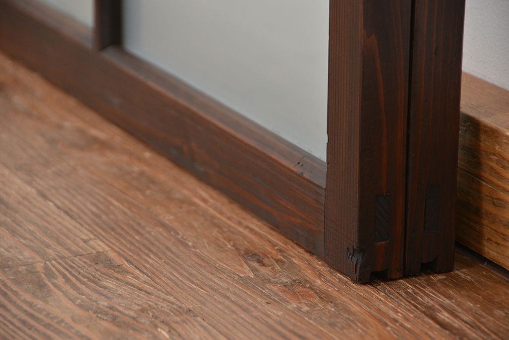 昭和レトロ　シックなガラス戸2枚セット(引き戸、建具、窓)