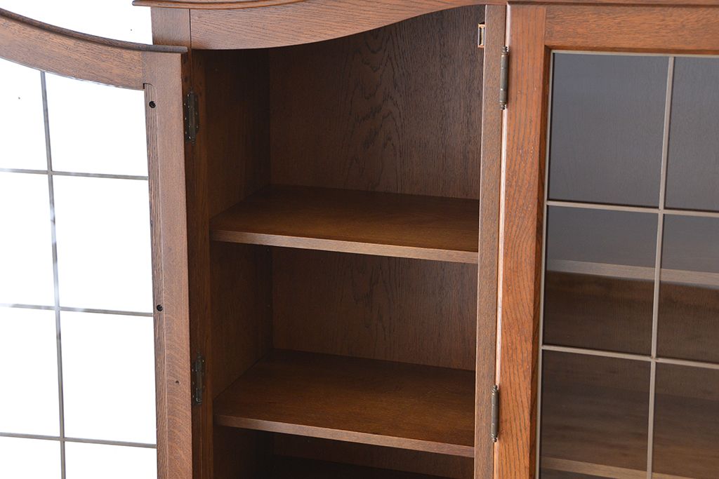 中古　オールドカリモクコロニアルシリーズ2段重ねカップボード(食器棚、収納棚)定価30万円前後