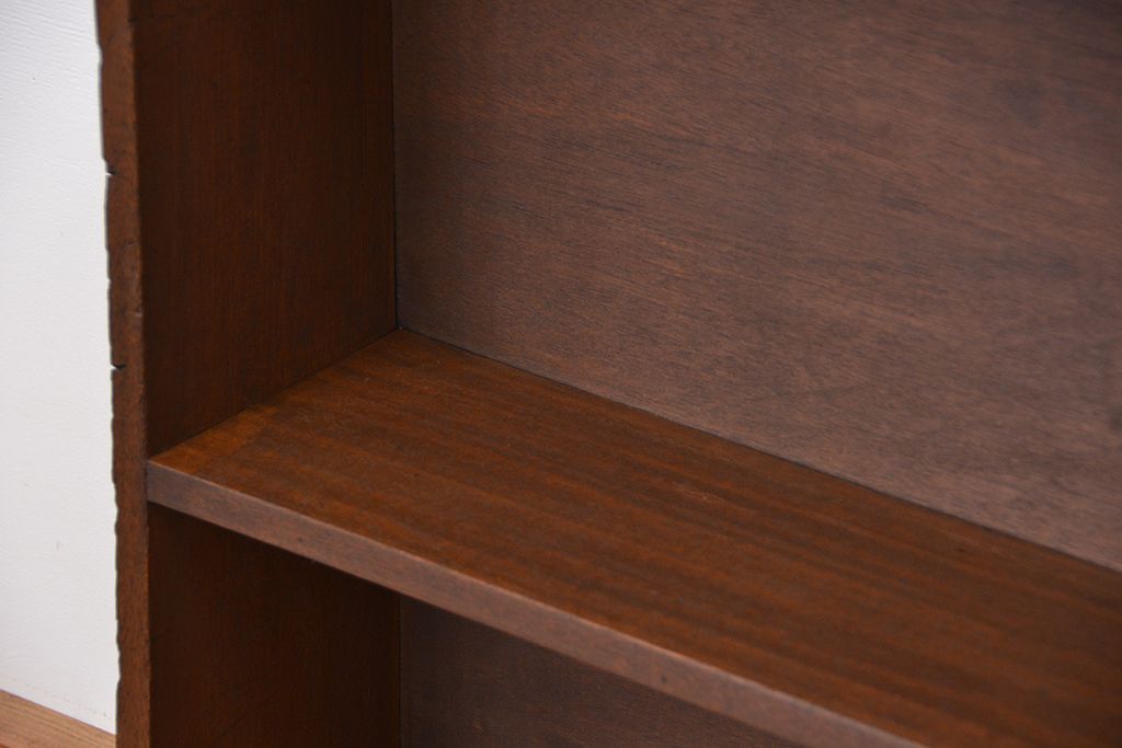 レトロ家具　昭和レトロ　古い木のシンプルな薄型飾り棚(1)(本棚)