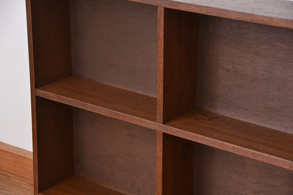 レトロ家具　昭和レトロ　古い木のシンプルな薄型飾り棚(4)(本棚)
