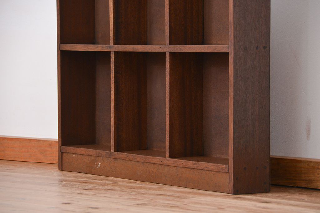 レトロ家具　昭和レトロ　古い木のシンプルな薄型飾り棚(5)(本棚)