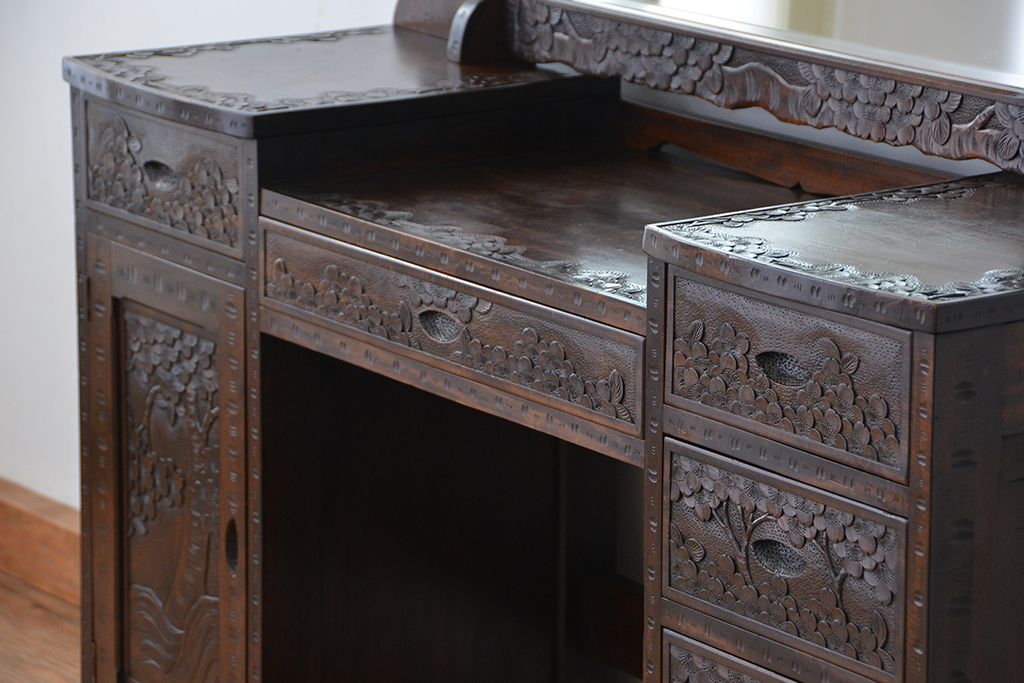 ビンテージ　中古 軽井沢彫りドレッサー(鏡台)