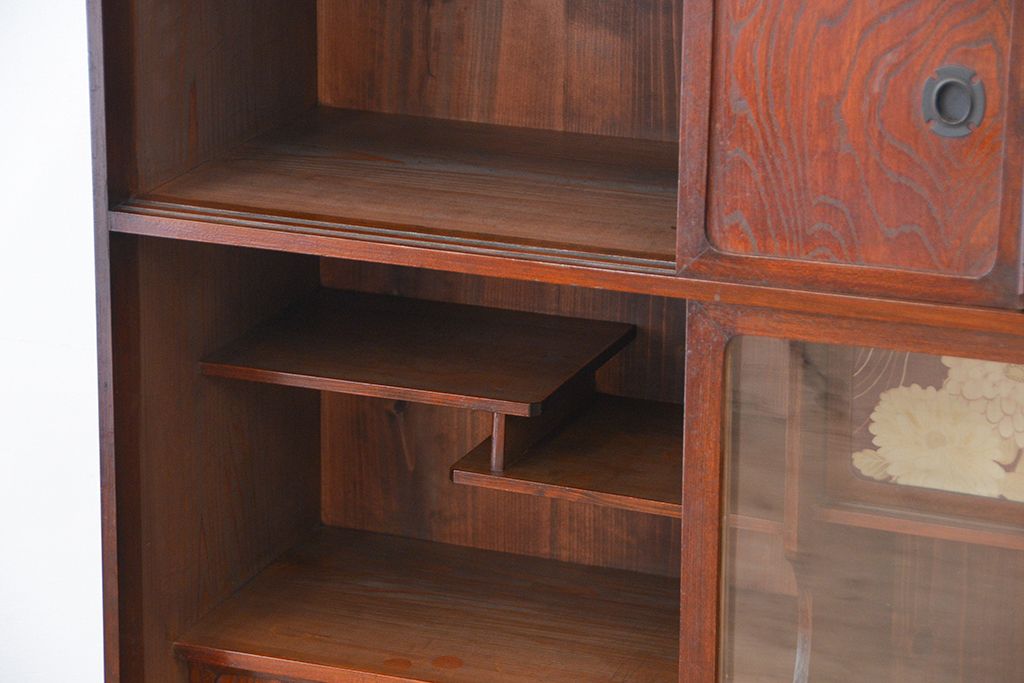 レトロ家具　昭和レトロ　二段重ね茶箪笥