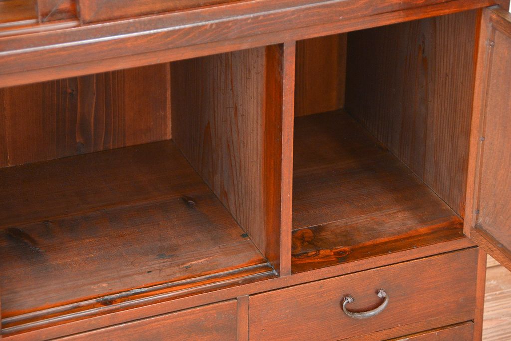 レトロ家具　昭和レトロ　二段重ね茶箪笥
