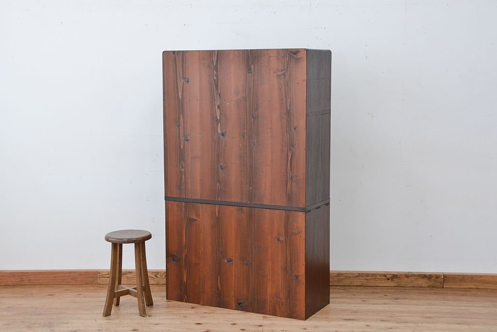 レトロ家具　昭和レトロ　二段重ね茶箪笥