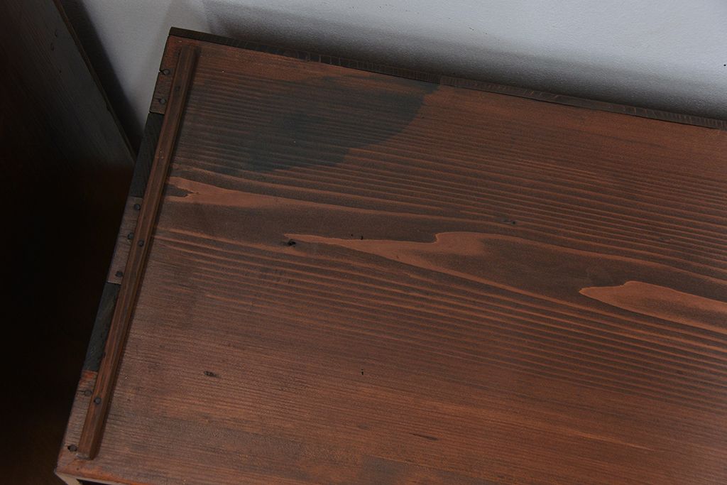 レトロ家具　昭和レトロ　二段重ね茶箪笥