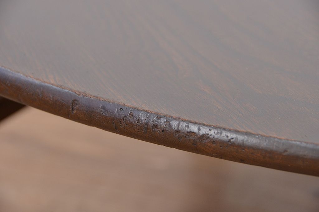 アンティーク家具　アンティーク　古い栓材の丸ちゃぶ台(テーブル・机)