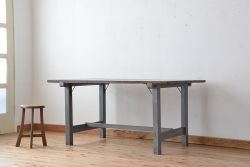 アンティーク家具　アンティークペイント　使い込まれた作業台(ダイニングテーブル、机)