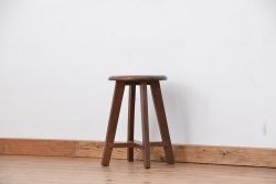 レトロ家具　昭和レトロ　古い木のかわいいスツール(丸椅子、イス)