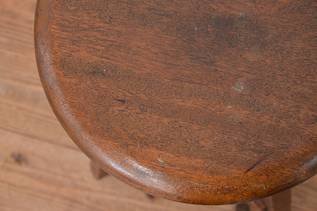 レトロ家具　昭和レトロ　古い木のかわいいスツール(丸椅子、イス)