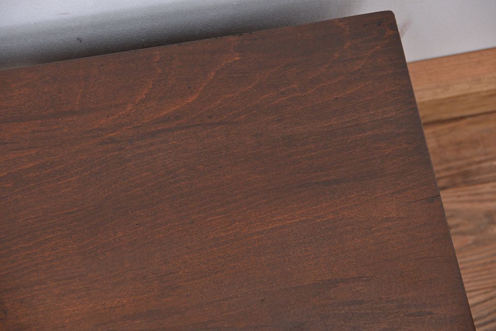 レトロ家具　昭和レトロ　古い木の片袖机(テーブル、作業台)