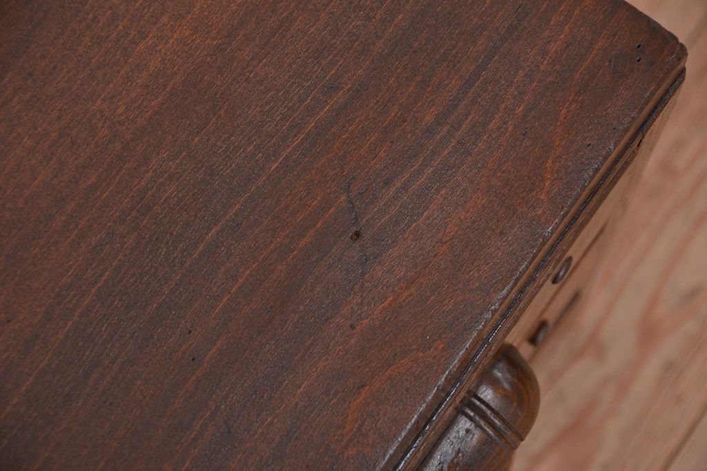 レトロ家具　昭和レトロ　古い木の片袖机(テーブル、作業台)