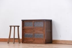 レトロ家具　昭和レトロ　小さなダイヤガラス収納棚