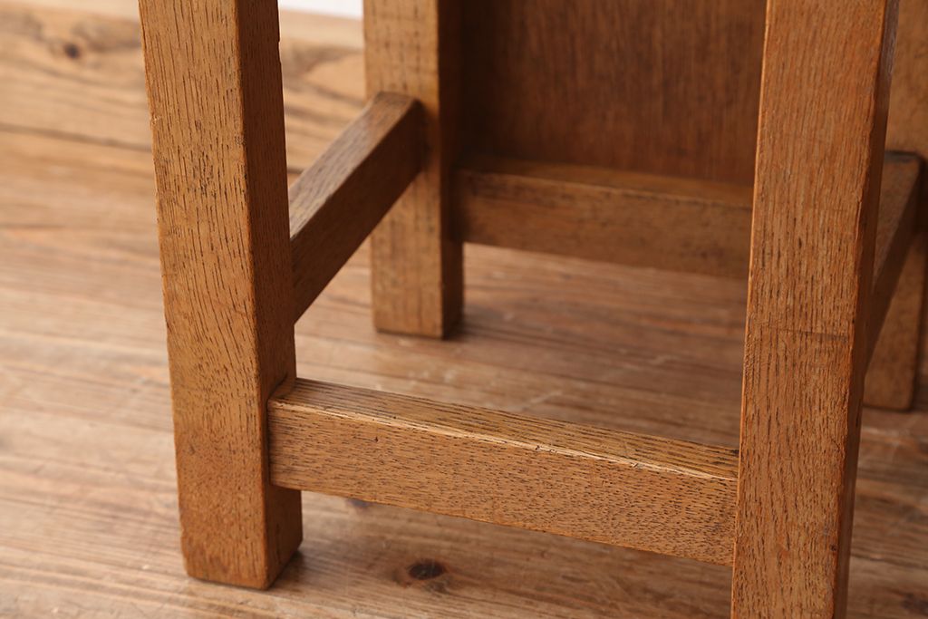 レトロ家具　昭和レトロ　古い学校の角スツール2脚セット(5)(イス、椅子)