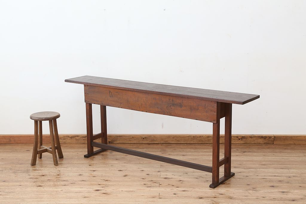 アンティーク家具 ★アンティーク 古い木のシンプルな長机(テーブル、作業台) | ラフジュ工房