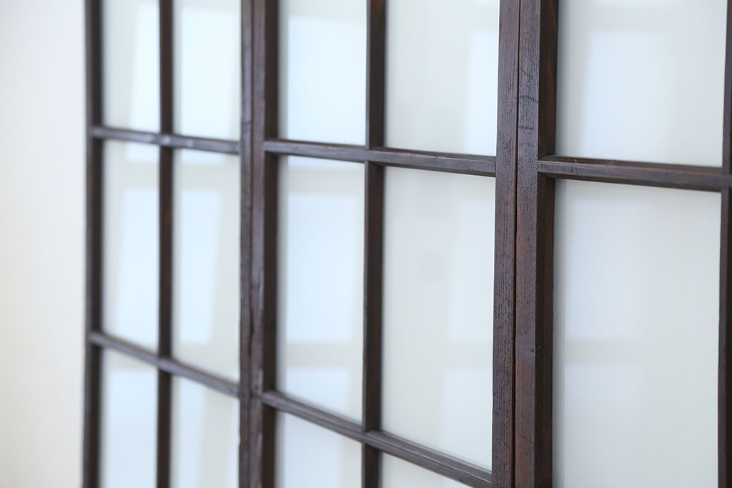 アンティーク　味のある時代ガラス戸4枚(1)(引き戸)