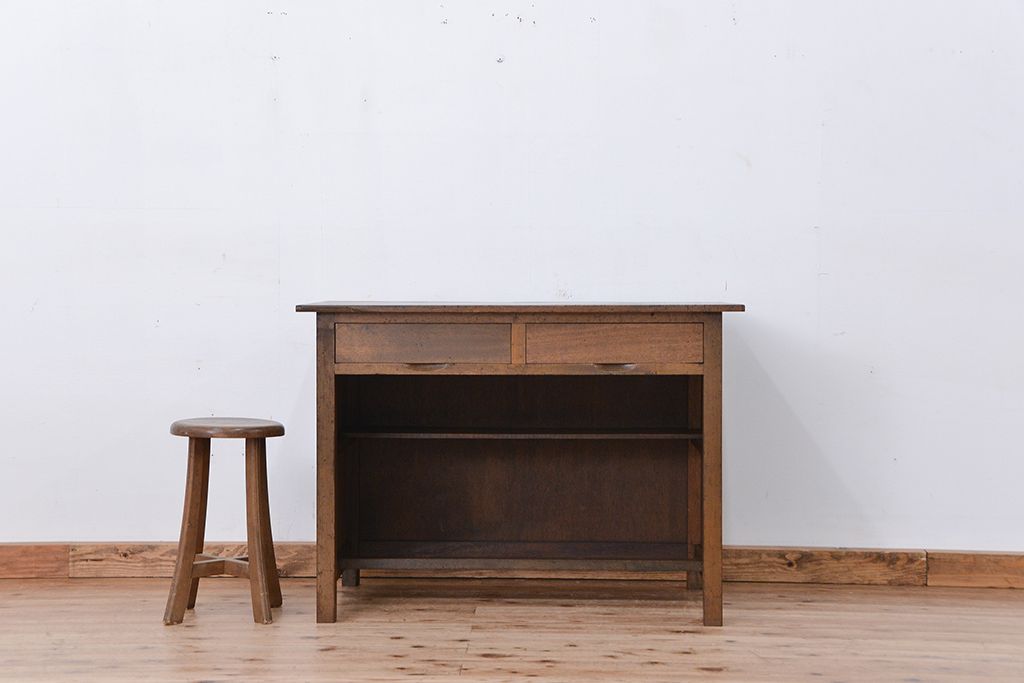 レトロ家具　★昭和レトロ　カウンター式の平机(カウンターテーブル)