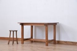 アンティーク家具　★アンティーク　古い木味のシンプルな作業台(テーブル、机)