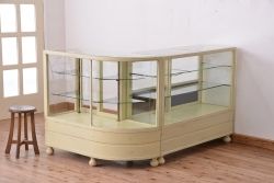 アンティーク家具　アンティーク　組合せ型Rガラスアンティークペイントガラスケース2台セット(ショーケース、飾り棚)