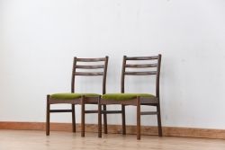 ビンテージ　中古飛騨の家具　日進木工製　ナラ材ダイニングチェア2脚セット(2)(イス、椅子)