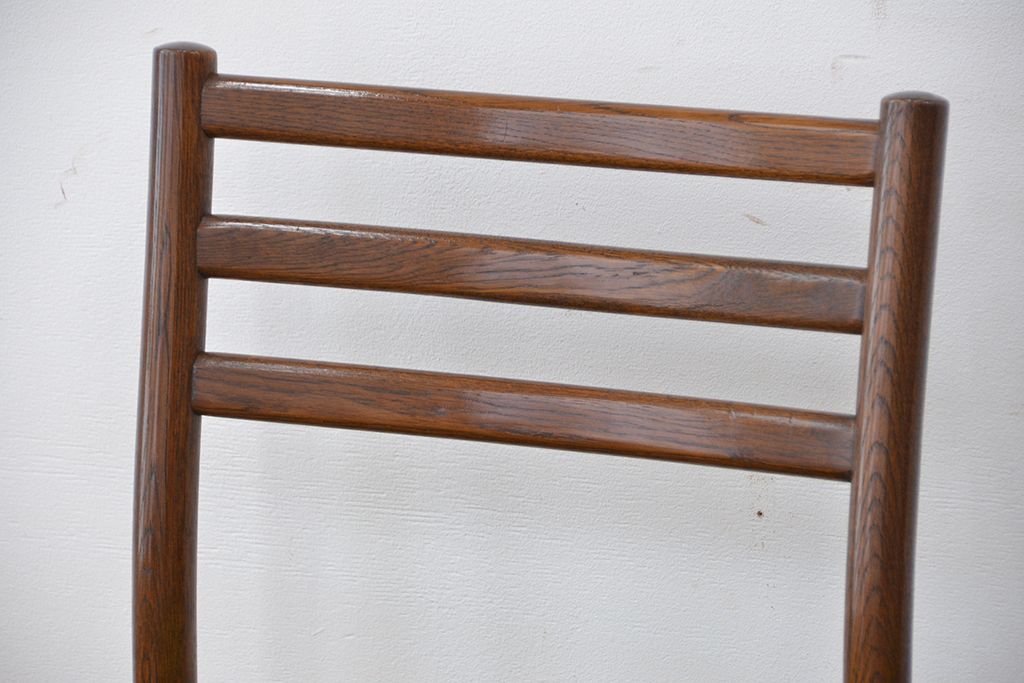 ビンテージ　中古飛騨の家具　日進木工製　ナラ材ダイニングチェア2脚セット(2)(イス、椅子)