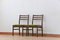 ビンテージ　中古飛騨の家具　日進木工製　ナラ材ダイニングチェア2脚セット(1)(イス、椅子)