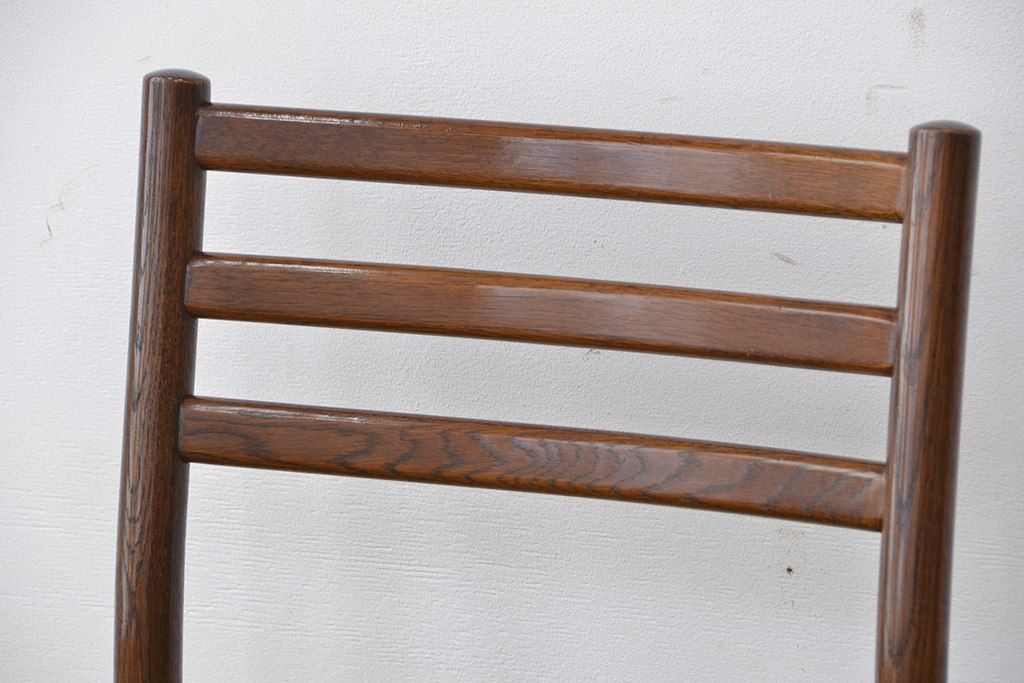 ビンテージ　中古飛騨の家具　日進木工製　ナラ材ダイニングチェア2脚セット(1)(イス、椅子)