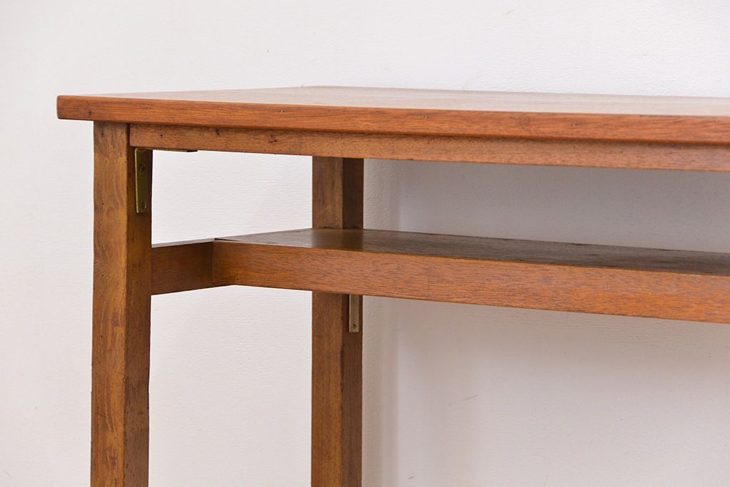 レトロ家具　★昭和レトロ　シンプルな横長作業台(テーブル、机)