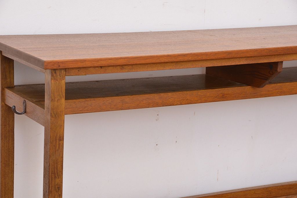 レトロ家具　★昭和レトロ　シンプルな横長作業台(テーブル、机)