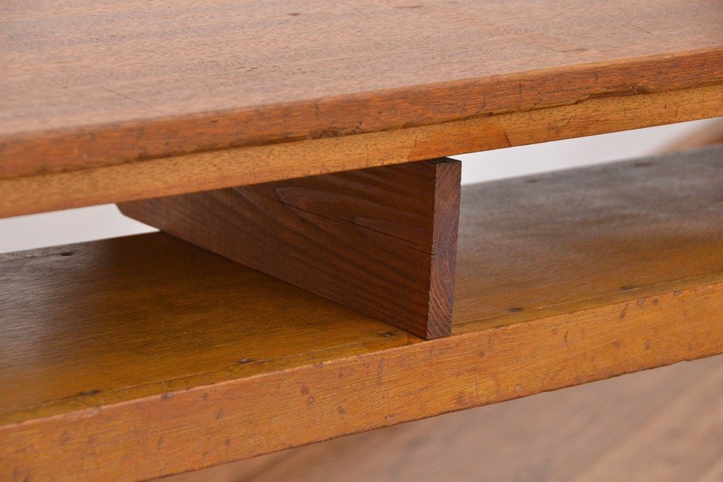 レトロ家具　★昭和レトロ　シンプルな横長作業台(テーブル、机)