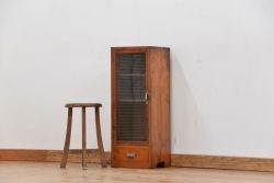 アンティーク家具　アンティーク　珍しいサイズのモールガラス収納棚(本棚)