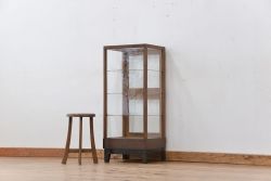 アンティーク家具　アンティーク　古いパン屋の縦型ガラスケース(飾り棚)