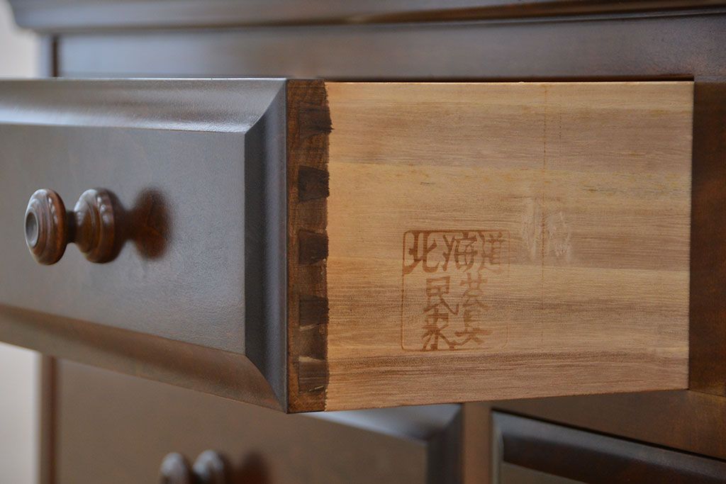 中古　北海道民芸家具　二段重ね整理タンス(箪笥)定価24万円前後