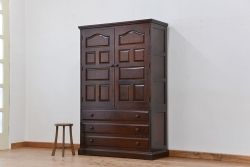 中古　北海道民芸家具　オーダー品二段重ね整理箪笥(タンス、チェスト)