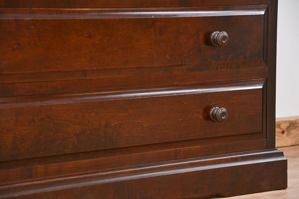中古　北海道民芸家具　オーダー品二段重ね整理箪笥(タンス、チェスト)