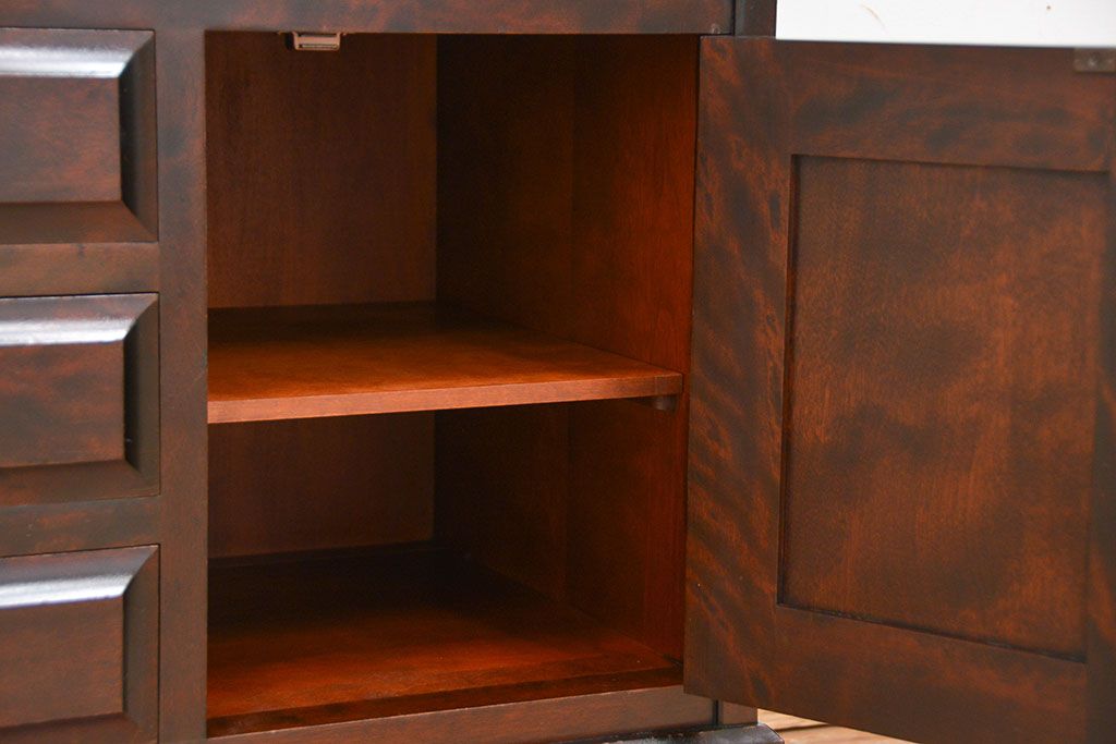 中古　北海道民芸家具　上置棚ライティングビューロー(ビューローブックケース)