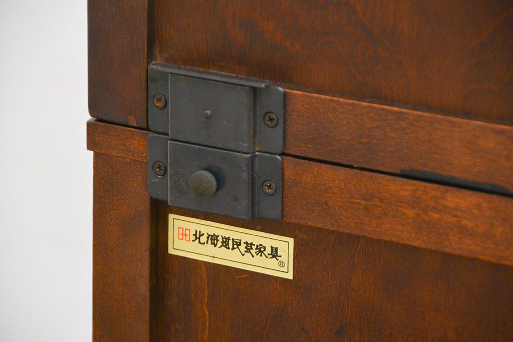 中古　北海道民芸家具　上置棚ライティングビューロー(ビューローブックケース)