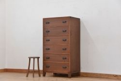 アンティーク家具　リメイク品　古材で制作した両面引き出し縦型チェスト(1)