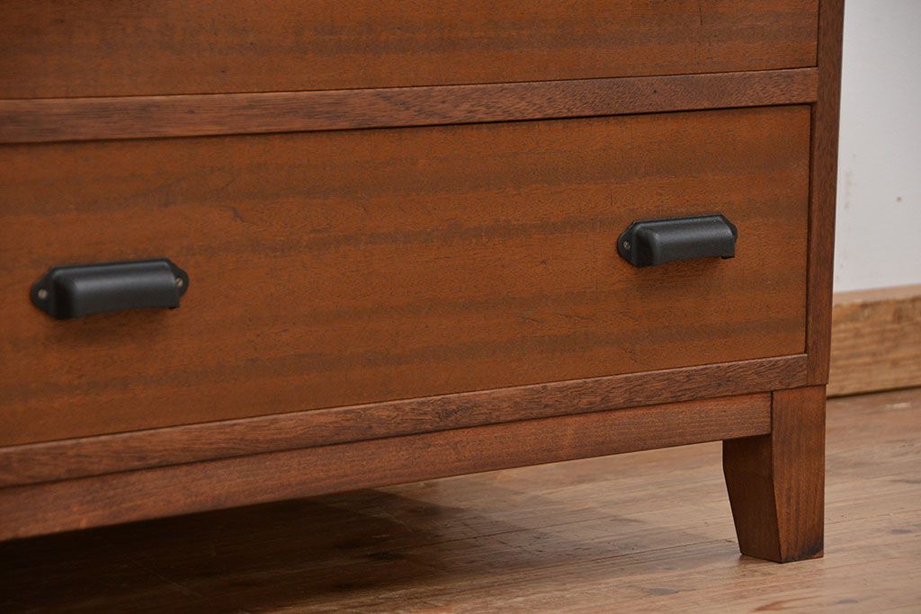 アンティーク家具　リメイク品　古材で制作した両面引き出し縦型チェスト(1)