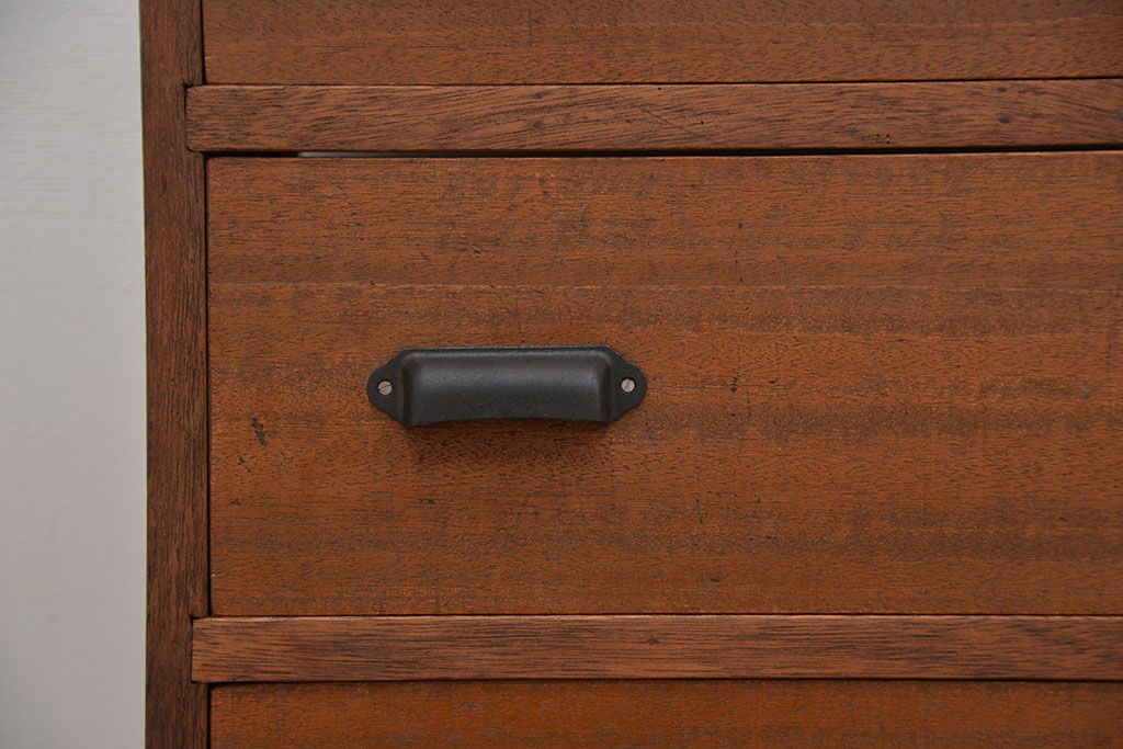 アンティーク家具　リメイク品　古材で制作した両面引き出し縦型チェスト(1)