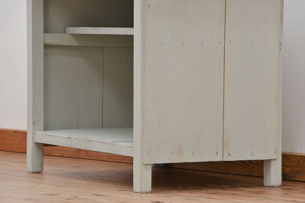 アンティーク家具　アンティークペイントのシンプルな作業台(テーブル、机)