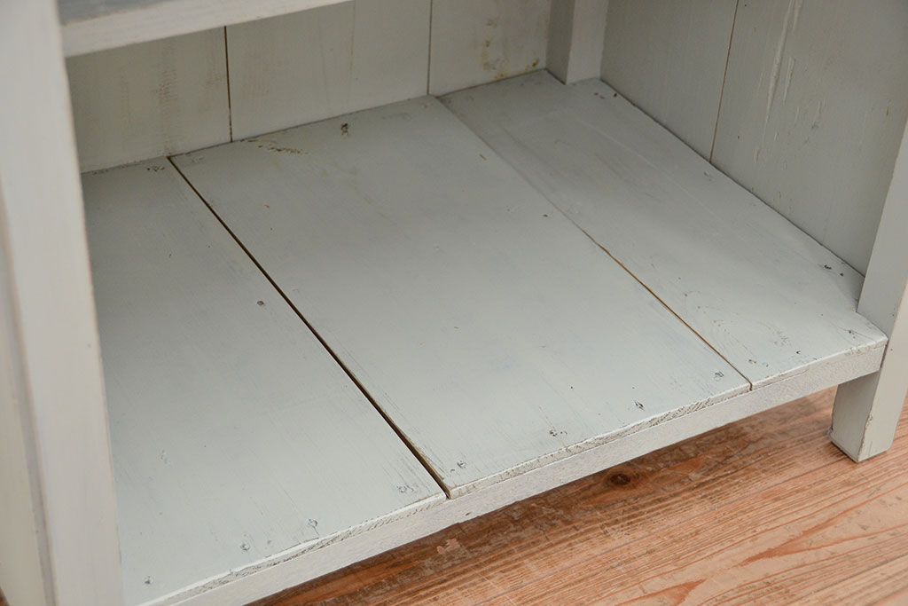アンティーク家具　アンティークペイントのシンプルな作業台(テーブル、机)