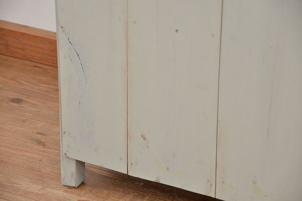 アンティーク家具　アンティークペイントのシンプルな作業台(テーブル、机)