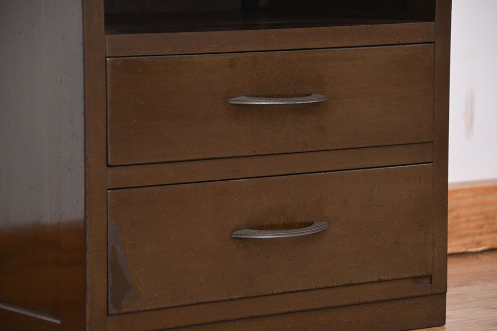 レトロ家具　昭和レトロ　小振りな棚付き引き出し
