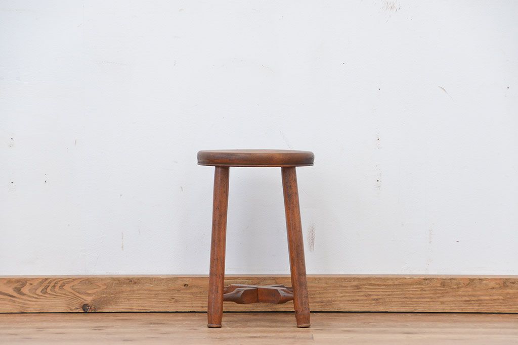 レトロ家具　昭和レトロ　可愛いデザインの丸スツール(丸椅子)