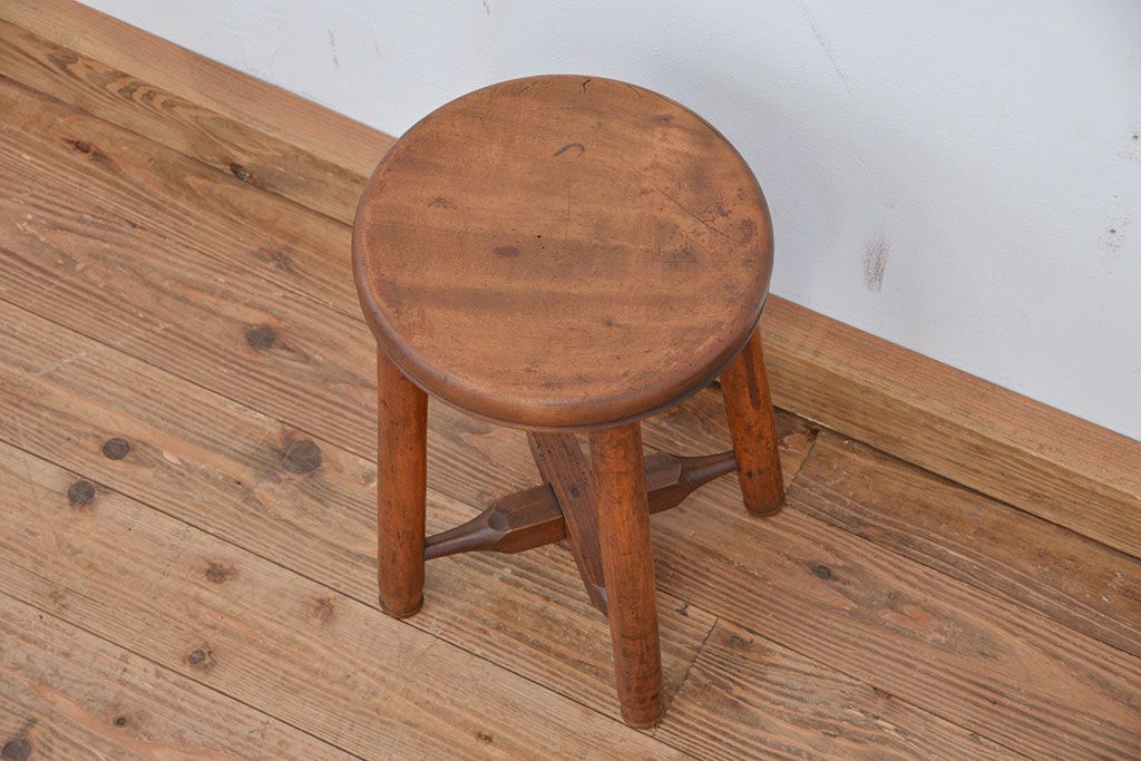 レトロ家具　昭和レトロ　可愛いデザインの丸スツール(丸椅子)