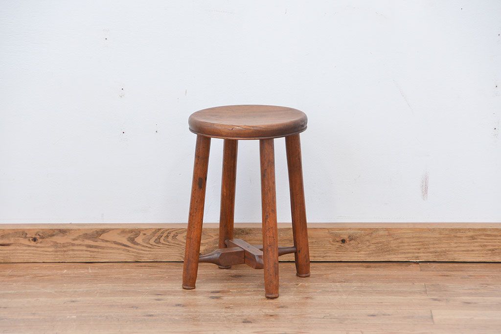 レトロ家具 昭和レトロ 可愛いデザインの丸スツール(丸椅子 